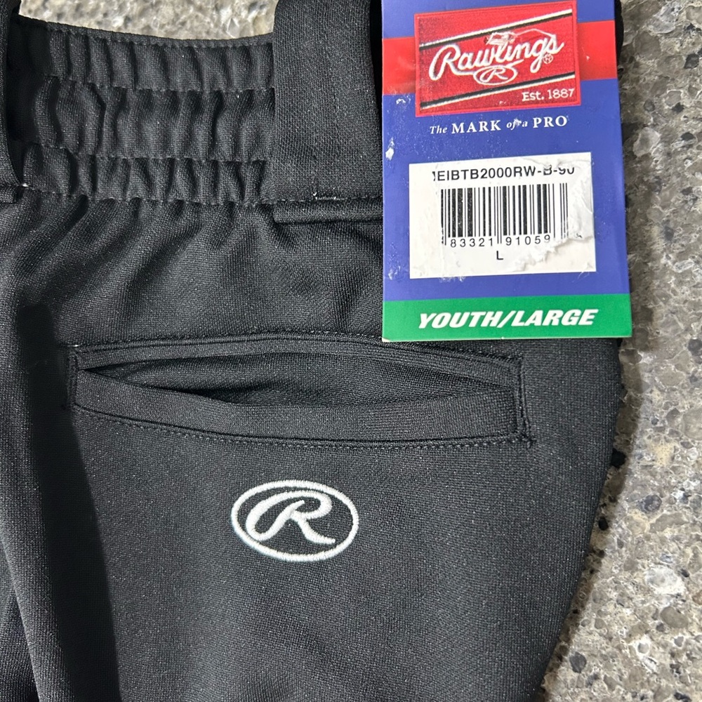 Rawlings Kids Black Baseball Pants